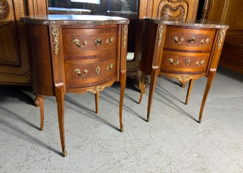 PAIR OF FRENCH MAHOGANY INLAID KIDNEY SHAPED CABINETS - ADDITIONAL PHOTO 8