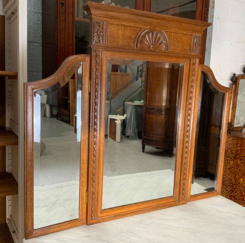 CARVED OAK FRENCH MARBLE TOPPED DRESSING TABLE - ADDITIONAL PHOTO 3