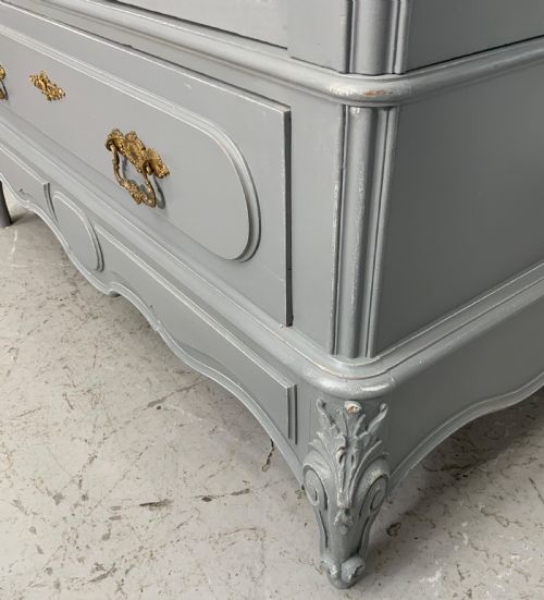 PAINTED FRENCH ARMOIRE IN PLUMMET GREY - ADDITIONAL PHOTO 4