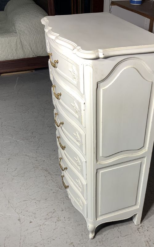 PAINTED FRENCH CARVED OAK CHEST OF DRAWERS - ADDITIONAL PHOTO 2
