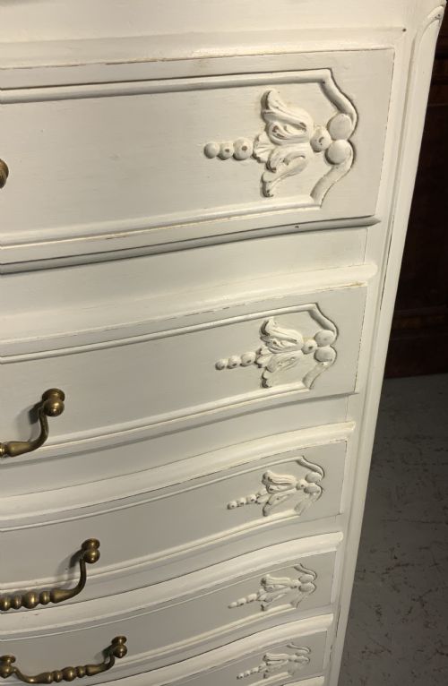 PAINTED FRENCH CARVED OAK CHEST OF DRAWERS - ADDITIONAL PHOTO 4