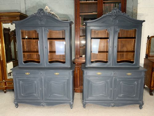 pair of painted french buffet des corps - CATEGORY: ANTIQUE BOOKCASES - DATED 1890