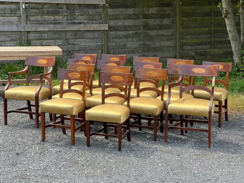 SET OF 16 GEORGIAN MAHOGANY DINING CHAIRS WITH SHELL INLAYS - ADDITIONAL PHOTO 5
