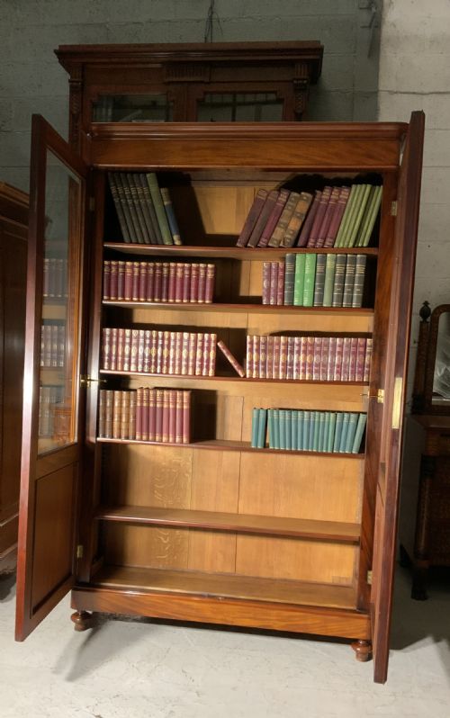 TALL FRENCH MAHOGANY BOOKCASE - ADDITIONAL PHOTO 7