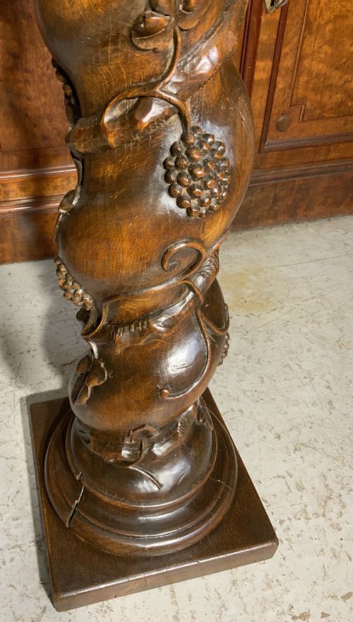 LARGE CARVED OAK BAROQUE COLUMN - ADDITIONAL PHOTO 5