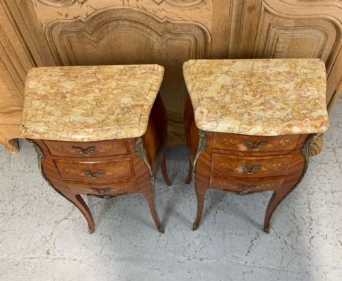 PAIR OF FRENCH MARQUETRY BEDSIDE CABINETS - ADDITIONAL PHOTO 2