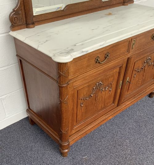 CARVED OAK FRENCH ART DECO WASHSTAND - ADDITIONAL PHOTO 3