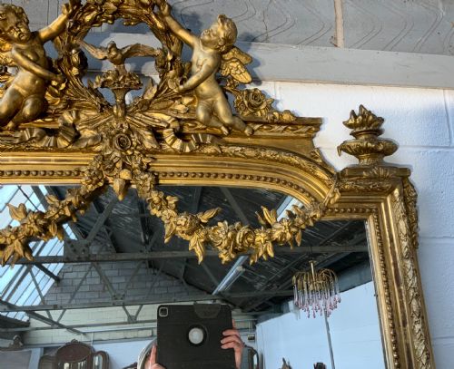 IMPRESSIVE LARGE 24 METER FRENCH GILTWOOD MIRROR - ADDITIONAL PHOTO 2