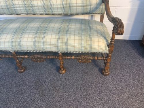 CARVED WALNUT FRENCH BENCH - ADDITIONAL PHOTO 1