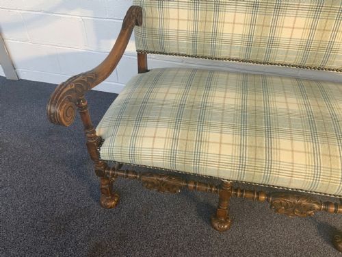 CARVED WALNUT FRENCH BENCH - ADDITIONAL PHOTO 4
