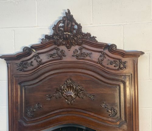 CARVED WALNUT TRUMEAU MIRROR - ADDITIONAL PHOTO 1