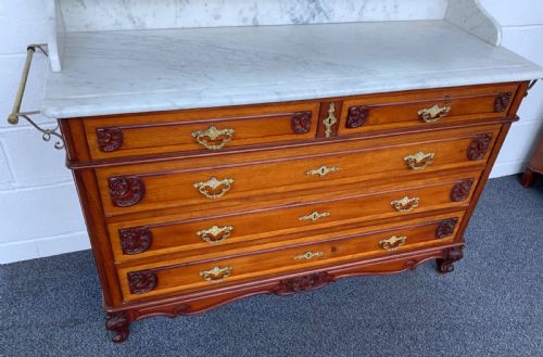 FRENCH MAHOGANY MARBLE TOPPED DRESSING TABLE - ADDITIONAL PHOTO 1