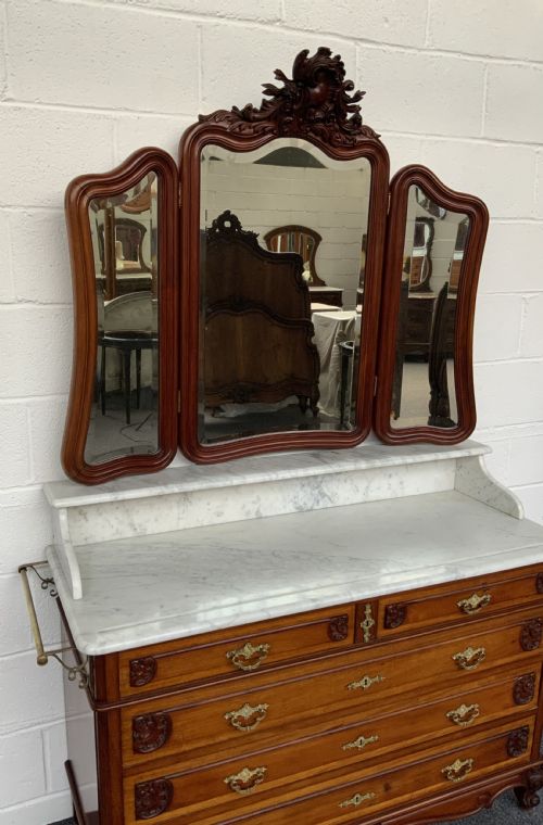 FRENCH MAHOGANY MARBLE TOPPED DRESSING TABLE - ADDITIONAL PHOTO 8