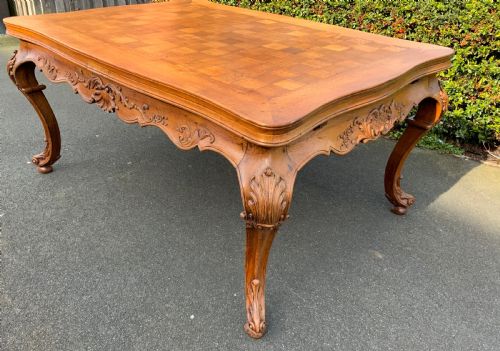 LARGE CARVED FRENCH DRAW LEAF TABLE - ADDITIONAL PHOTO 12