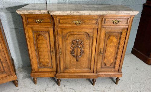 PAIR OF FRENCH MARBLE TOPPED SIDEBOARDS - ADDITIONAL PHOTO 1