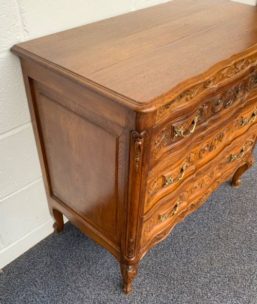 CARVED OAK FRENCH CHEST OF DRAWERS - ADDITIONAL PHOTO 1