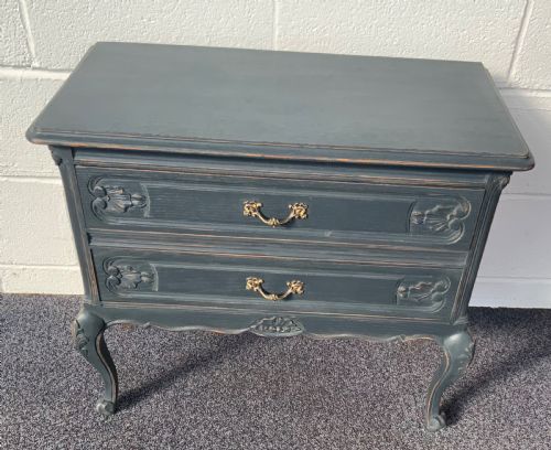 PAINTED FRENCH OAK CHEST IN RAILINGS