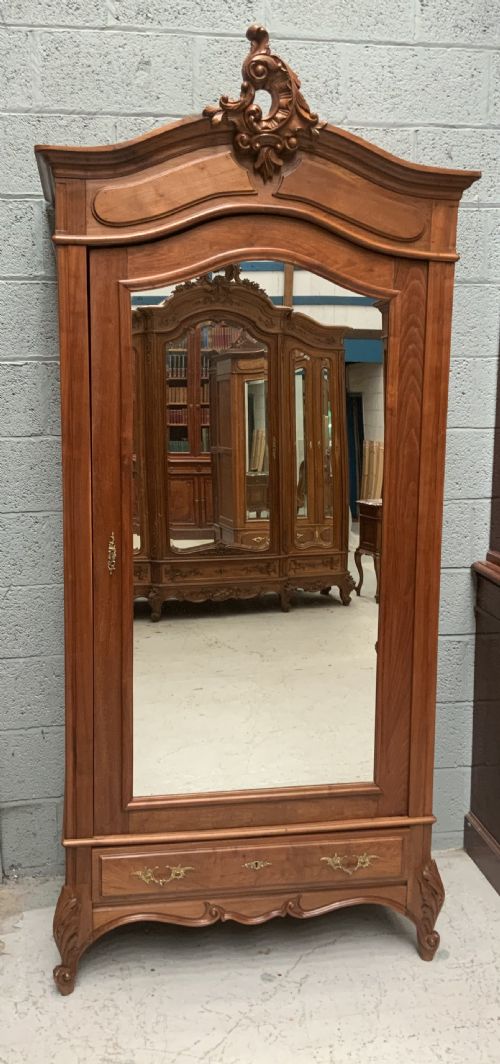 WALNUT FRENCH SINGLE DOOR ARMOIRE