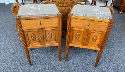 PAIR OF FRENCH OAK ART DECO BEDSIDE CABINETS 