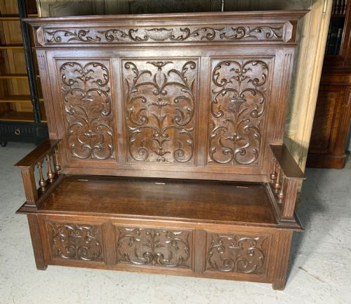 Carved Oak French Hall Seat