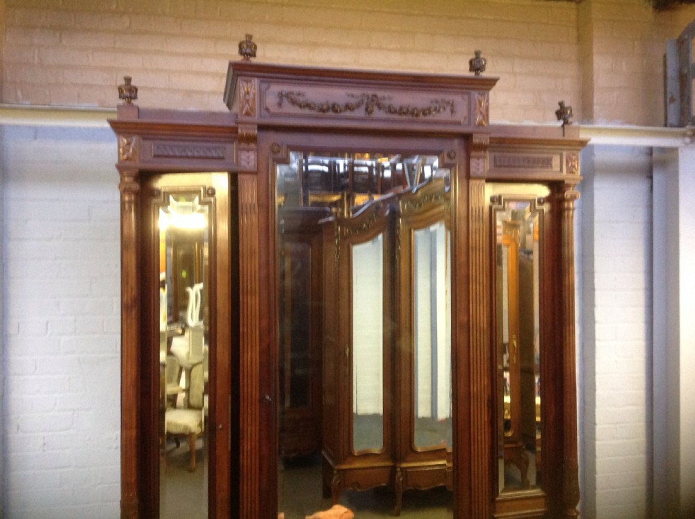 LARGE MAHOGANY BREAKFRONT FRENCH ARMOIRE View II