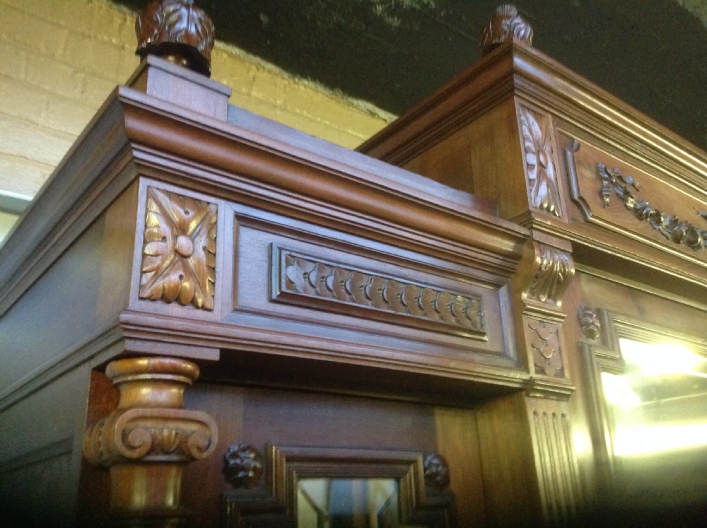 LARGE MAHOGANY BREAKFRONT FRENCH ARMOIRE View III