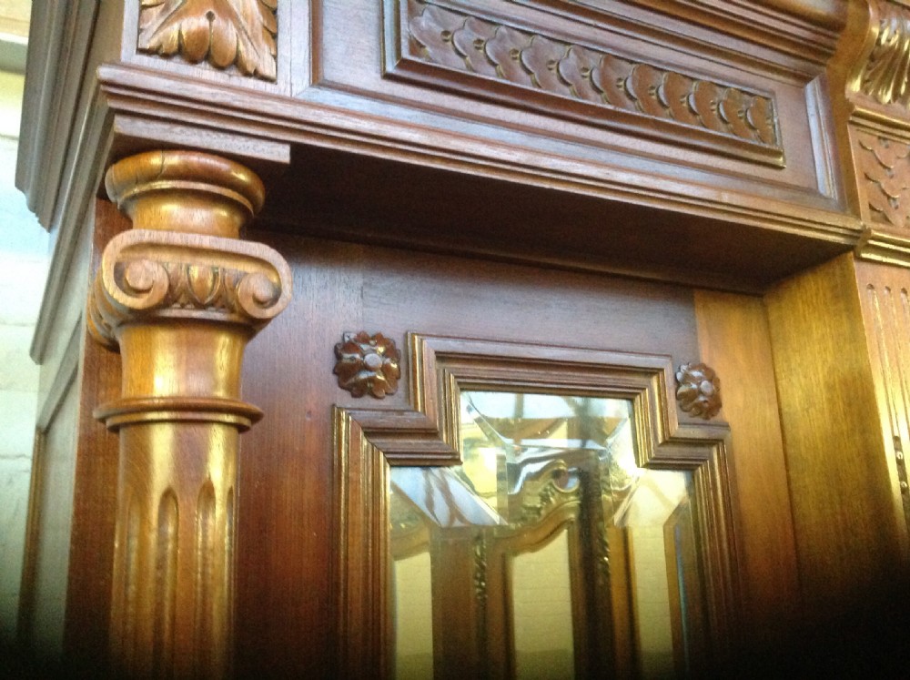 LARGE MAHOGANY BREAKFRONT FRENCH ARMOIRE View IV