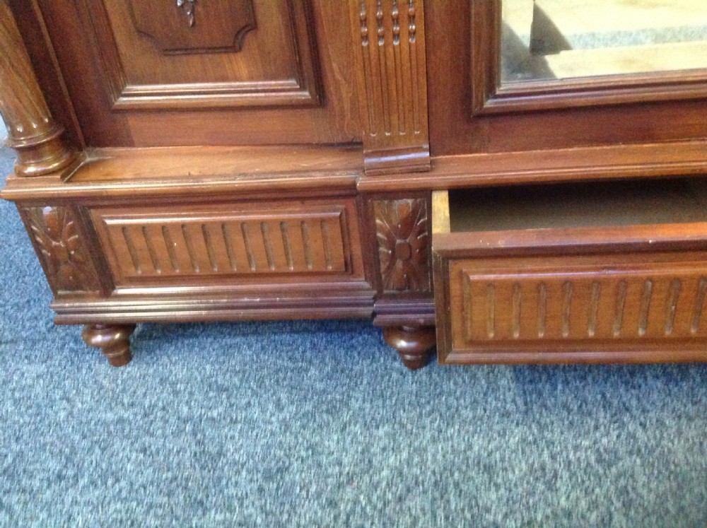 LARGE MAHOGANY BREAKFRONT FRENCH ARMOIRE View VI
