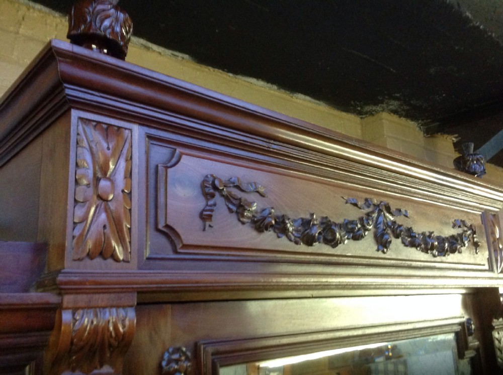 LARGE MAHOGANY BREAKFRONT FRENCH ARMOIRE View VIII