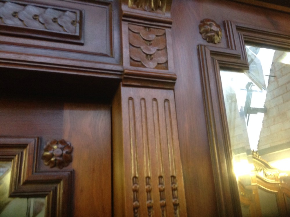 LARGE MAHOGANY BREAKFRONT FRENCH ARMOIRE View IX