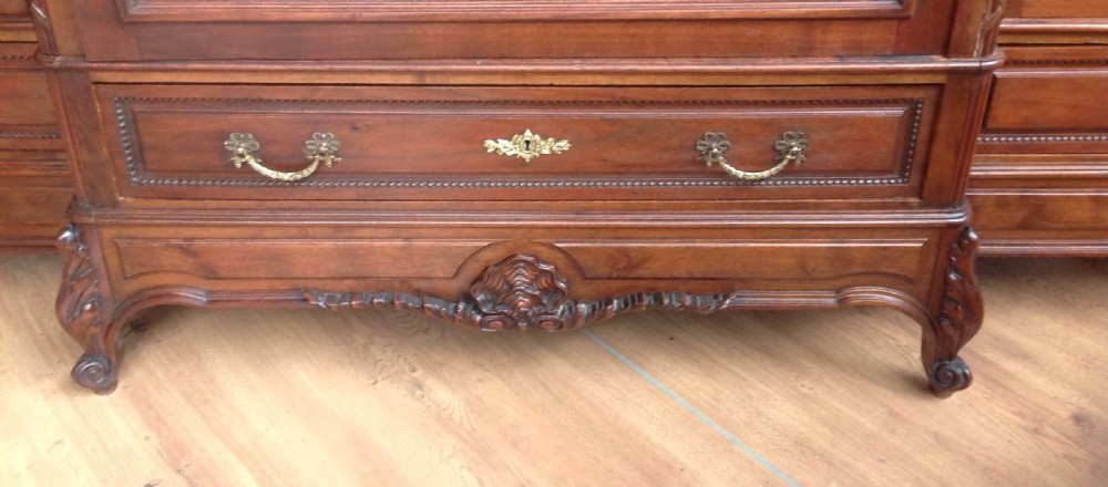 LARGE SOLID WALNUT BREAKFRONT ARMOIRE. View II