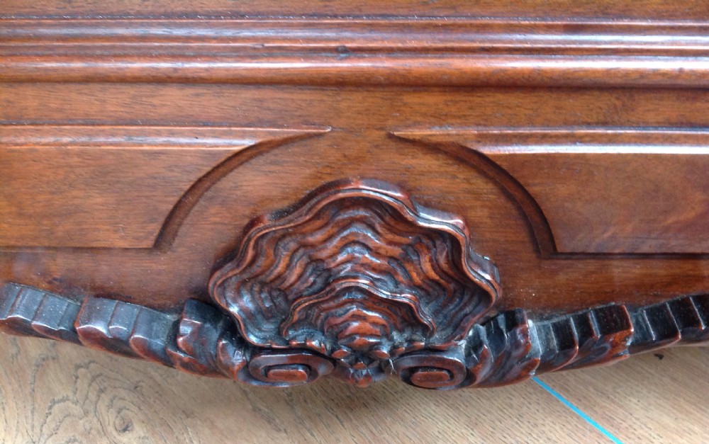 LARGE SOLID WALNUT BREAKFRONT ARMOIRE. View V
