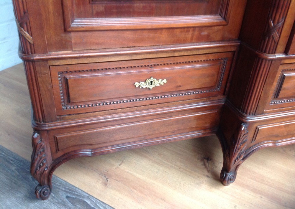 LARGE SOLID WALNUT BREAKFRONT ARMOIRE. View IX