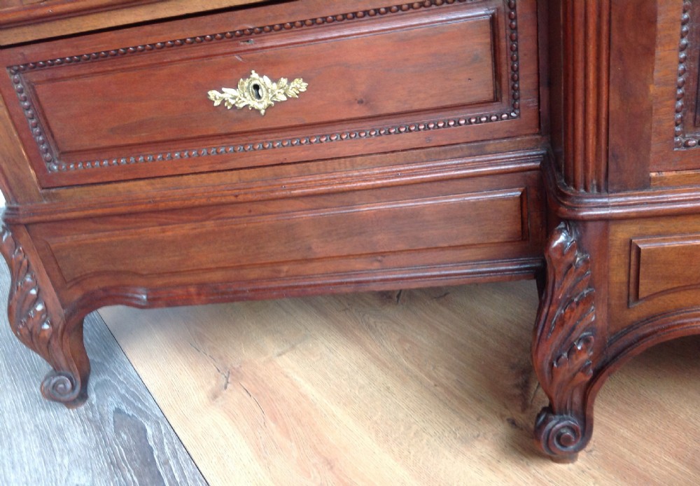 LARGE SOLID WALNUT BREAKFRONT ARMOIRE. View XI
