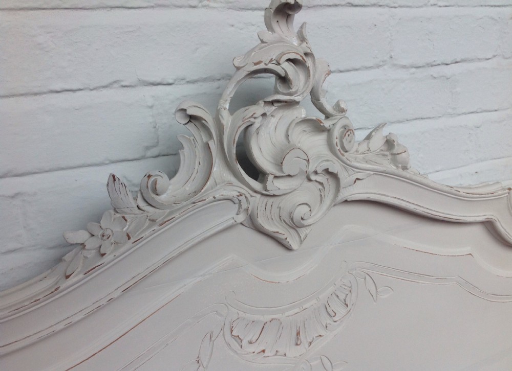 PAINTED FRENCH CARVED WALNUT BED View II