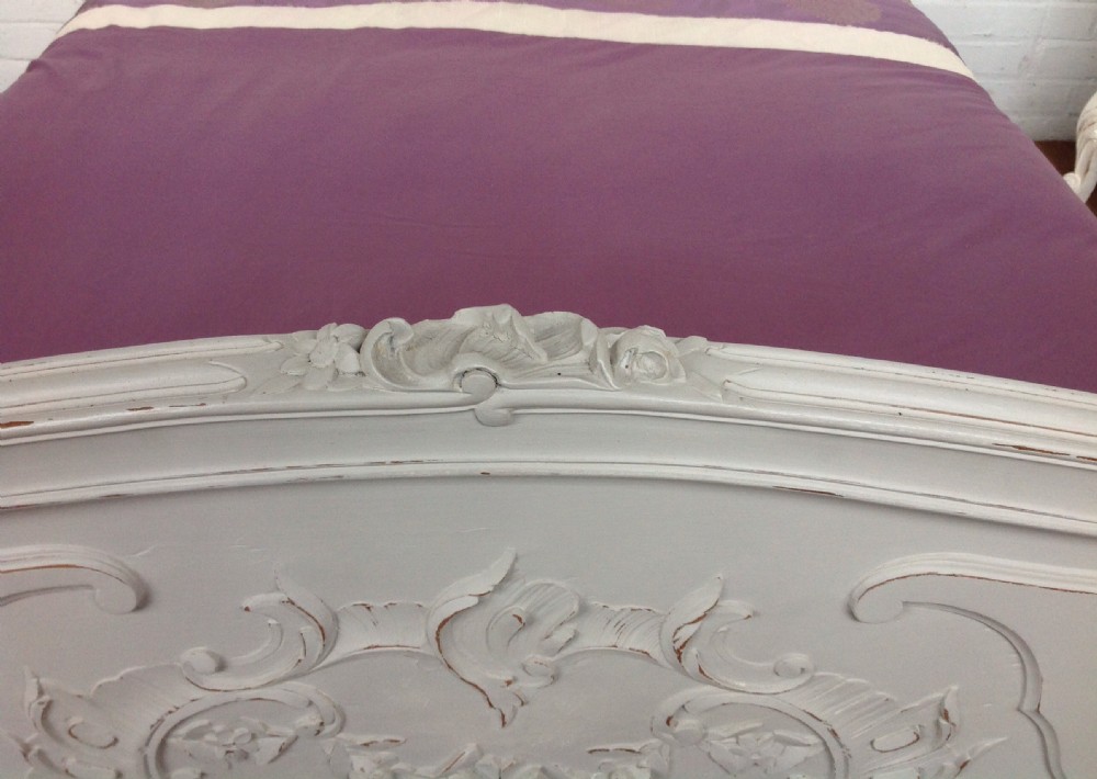 PAINTED FRENCH CARVED WALNUT BED View III
