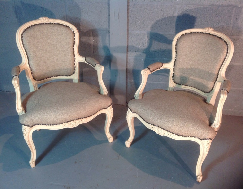 PAIR OF NEWLY UPHOLSTERED FRENCH ARMCHAIRS View IX