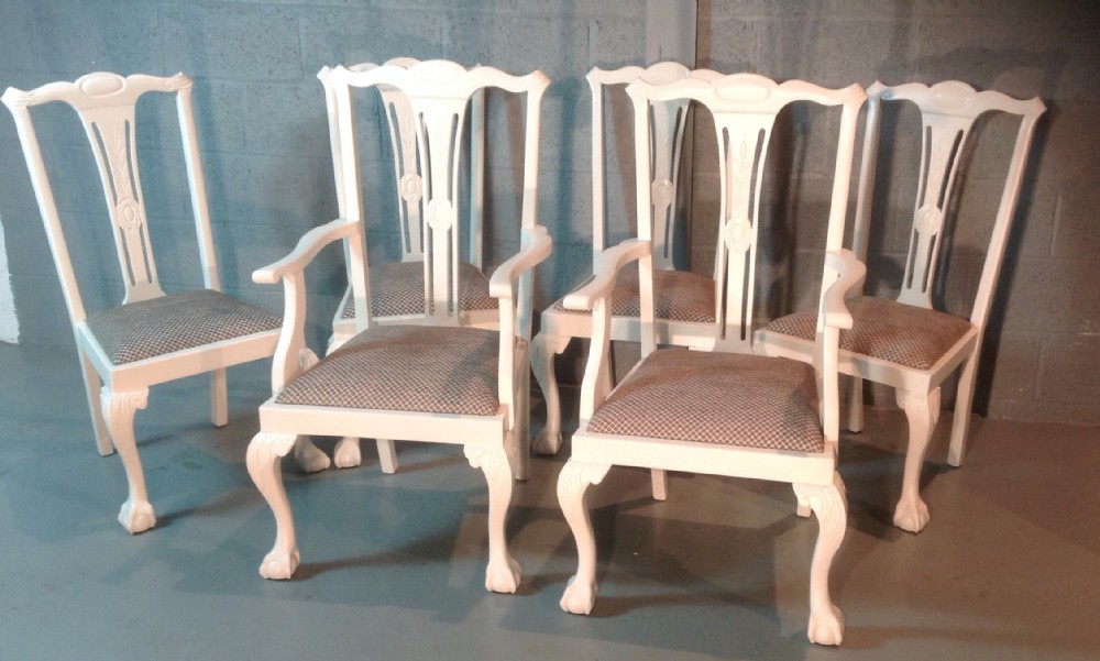 SET OF SIX PAINTED MAHOGANY DINING CHAIRS View II