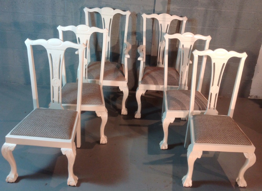 SET OF SIX PAINTED MAHOGANY DINING CHAIRS View XII