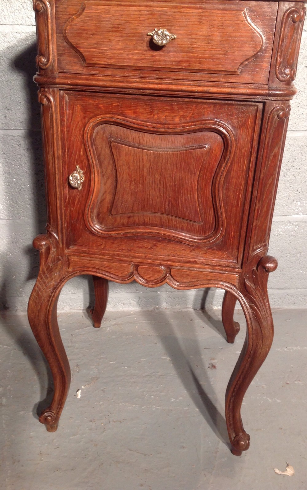 PAIR OF FRENCH OAK BEDSIDE CABINETS. View V