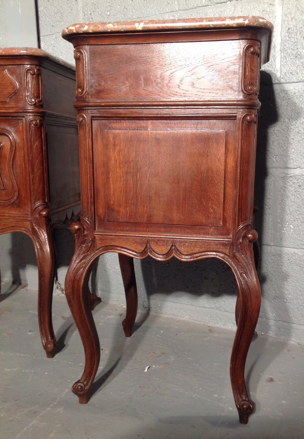 PAIR OF FRENCH OAK BEDSIDE CABINETS. View XII