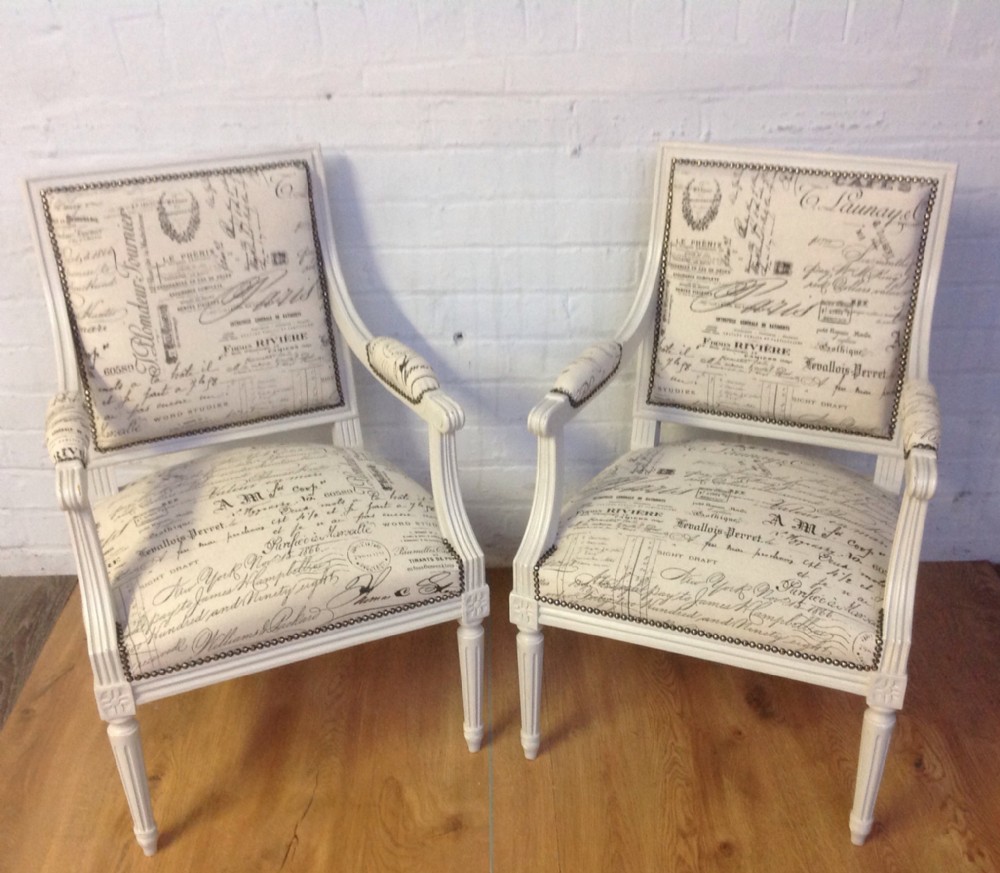PAIR OF FRENCH UPHOLSTERED CHAIRS View XI