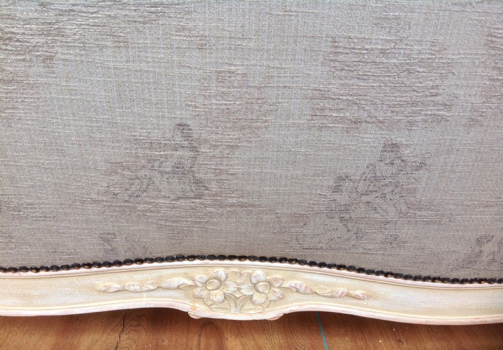 ANTIQUE FRENCH UPHOLSTERED CORBEILLE BED KINGSIZE WIDTH. View V