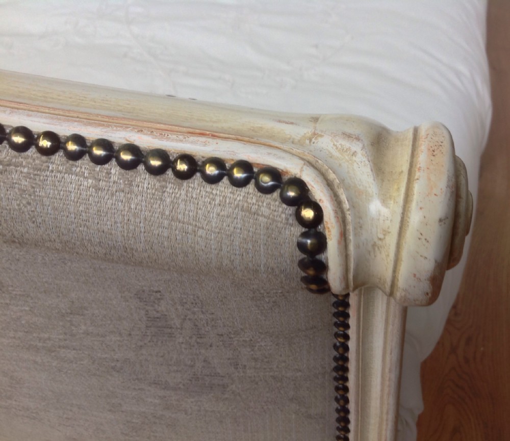 ANTIQUE FRENCH UPHOLSTERED CORBEILLE BED KINGSIZE WIDTH. View XIII
