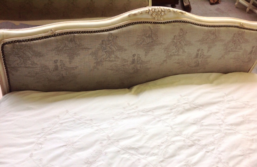 ANTIQUE FRENCH UPHOLSTERED CORBEILLE BED KINGSIZE WIDTH. View XIV