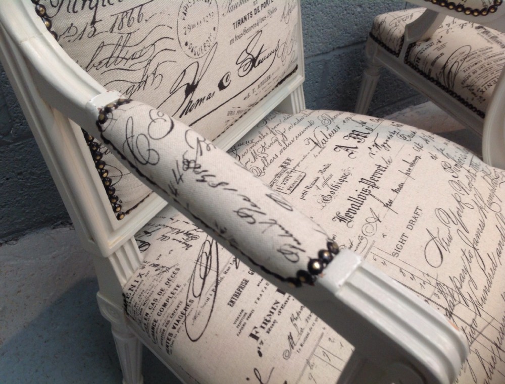 PAIR OF FRENCH UPHOLSTERED CHAIRS View III