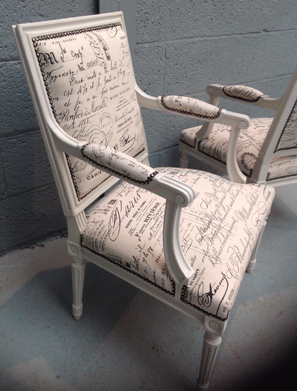PAIR OF FRENCH UPHOLSTERED CHAIRS View IV