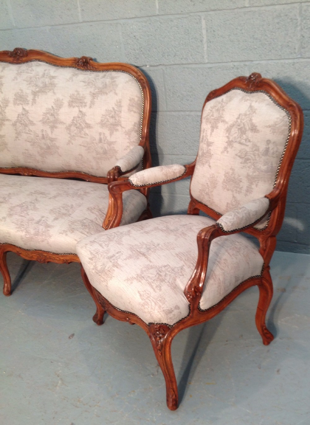 FRENCH  CARVED WALNUT SALON SUITE View III