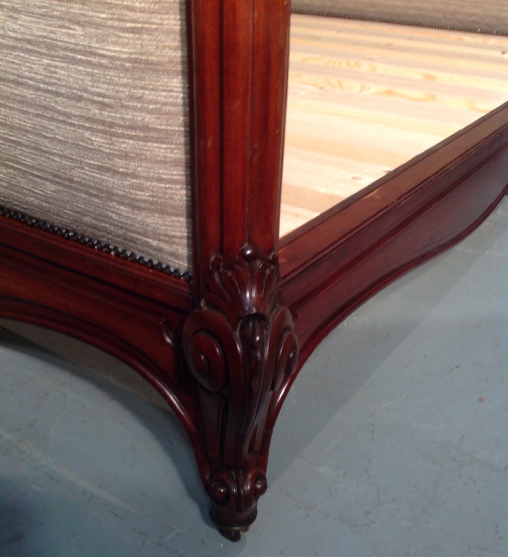 NEWLY UPHOLSTERED KINGSIZE FRENCH MAHOGANY BED  View III