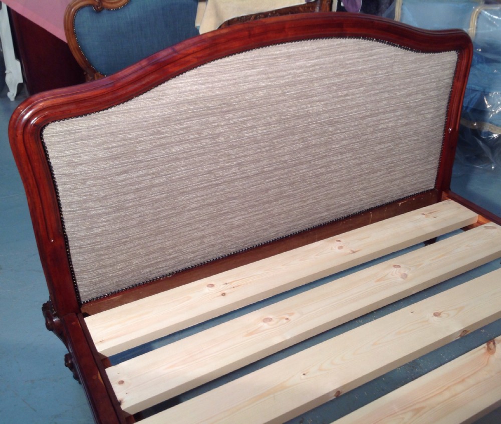 NEWLY UPHOLSTERED KINGSIZE FRENCH MAHOGANY BED  View V